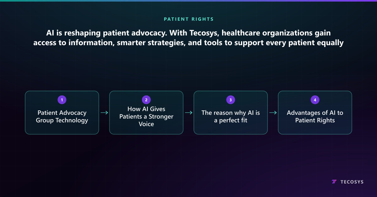 AI is reshaping patient advocacy. With Tecosys, healthcare organizations gain access to information, smarter strategies, and tools to support every patient equally